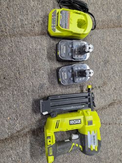 Ryobi Brad Nailer, 2 x 4ah 18v Batteries and Charger