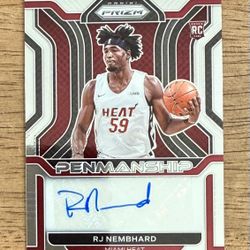 2021-22 Prizm RJ NEMBHARD Penmanship Auto RC #RP-RJN SP Miami Heat