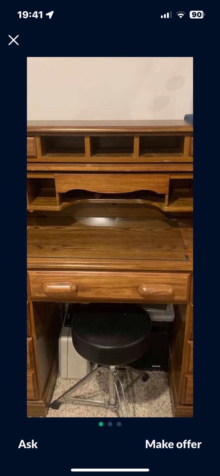 WELL MADE ROLL TOP DESK