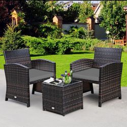 3 Pieces Patio Furniture Patio Chairs Set of 2 with Coffee Table Outdoor Furniture