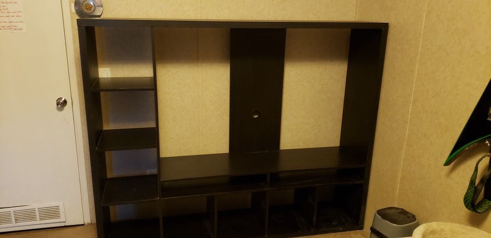 Black IKEA Entertainment Center With Storage