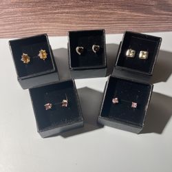 Sterling Silver Gemstone Stud Earrings (Set of 5 Pairs) Lot #132