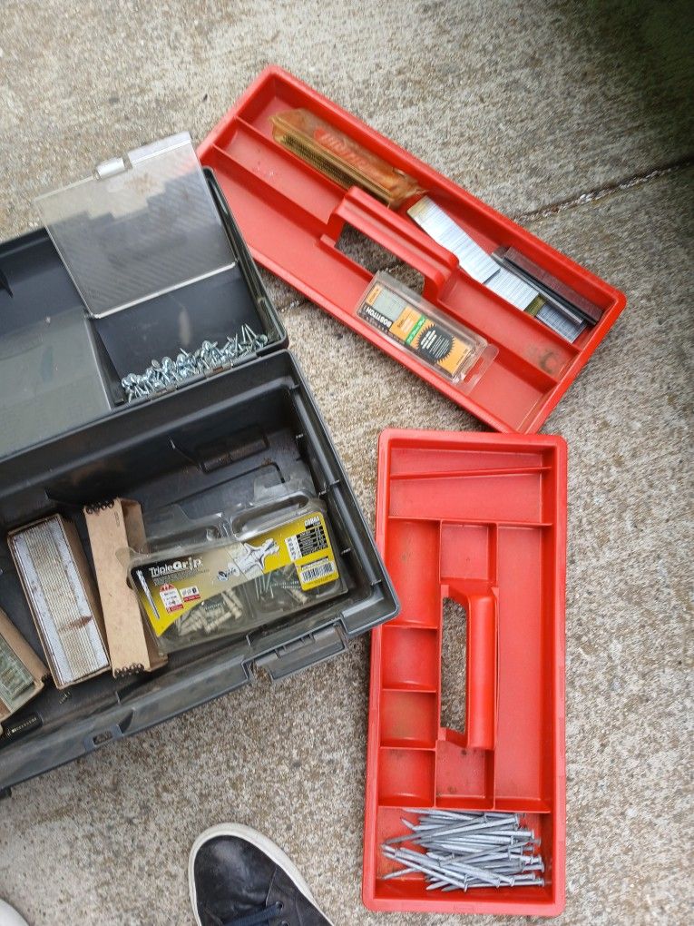 Great Toolbox With Misc Brad Nails And Finish Nails