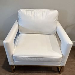 White  Velvet Vinyl Leather Armchair