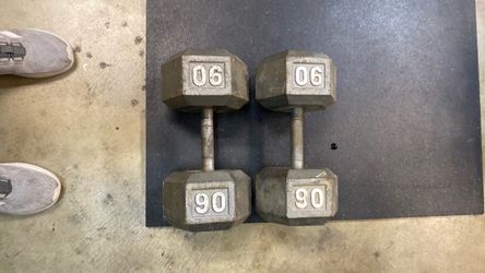 Pair of solid 90lb hex dumbbells $165