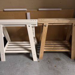 IKEA FINNVARD Trestle Legs - Set of 2 (White + Natural Wood)