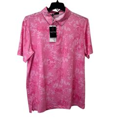 NEW YATTA Golf Polo Pink Camo print  Short Sleeve Mens Size Large NWT