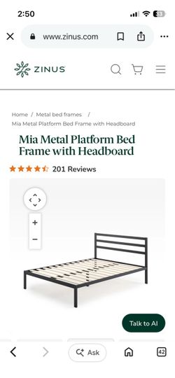 Zinus Metal Full Size Bed Frame with Headboard