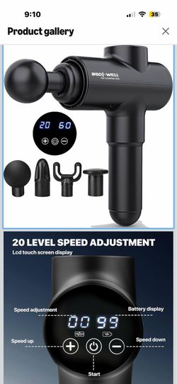 Masssge Gun deep Tissue with 20 adjusttable speeds 4 Heads
