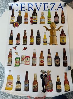 Vintage "Cerveza" Mexican Beer Poster – 24x36" – Corona, Sol, Tecate & More $40 OBO