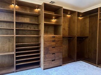 custom wood wardrobe / Closet with lighting feature