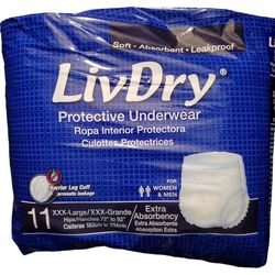 Incontinence Underwear Adult 3XL  LivDry  (Latex Free)    11 count NEW