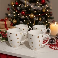 Gold Polka Dot Mug Set 