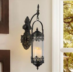 Rustic Antique Gothic Glass Candle Sconce for Fireplace