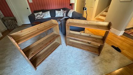 2x Leksvik wooden shelves