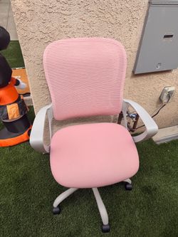 Pink Fabric Office Chair with Armrests