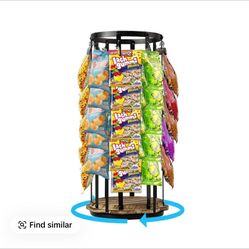 360° Rotating Wooden Snack Stand | 5-Tier Candy Display 40 Clips Snack Organize