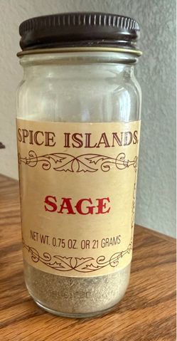 Vintage Spice Islands Sage Glass Spice Jar - Mid-Century Kitchen Collectible / Display Prop