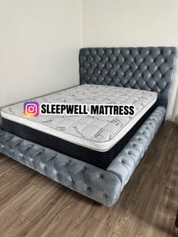 New Queen bed frame with mattress