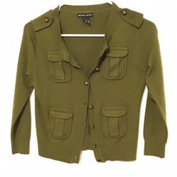 Womens XS Green Button Down Sweater