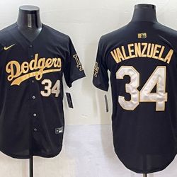 Los Angeles Dodgers Fernando Valenzuela #34 Black & Gold Jersey-full sizes-shipping only
