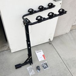 (NEW) in Box $65 Tilt Folding 3-Bike Hitch Mount Rack Bicycle Carrier for 2” Hitch w/ Straps 110 lbs Max