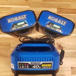 New. 2x Kobalt 40v 4AH Batteries And Charger