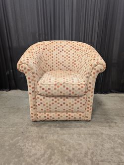 Geometric Patterned Barrel Back Armchair