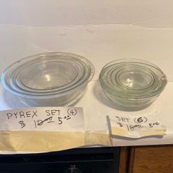 Two Sets Of Pyrex bowls. Five dollars percent.