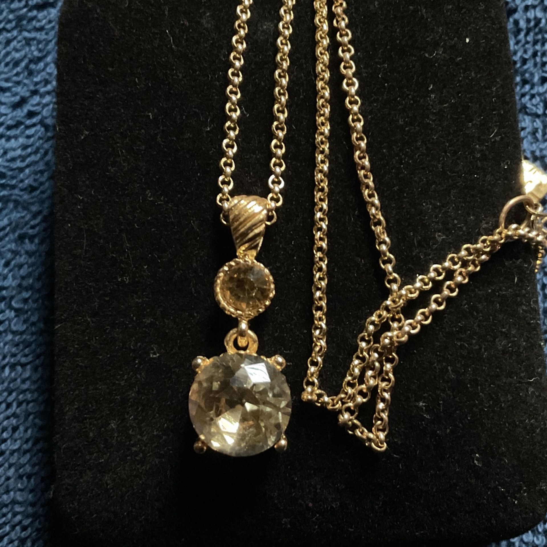18”-20” Goldtone Necklace With Amber Rhinestone,by M