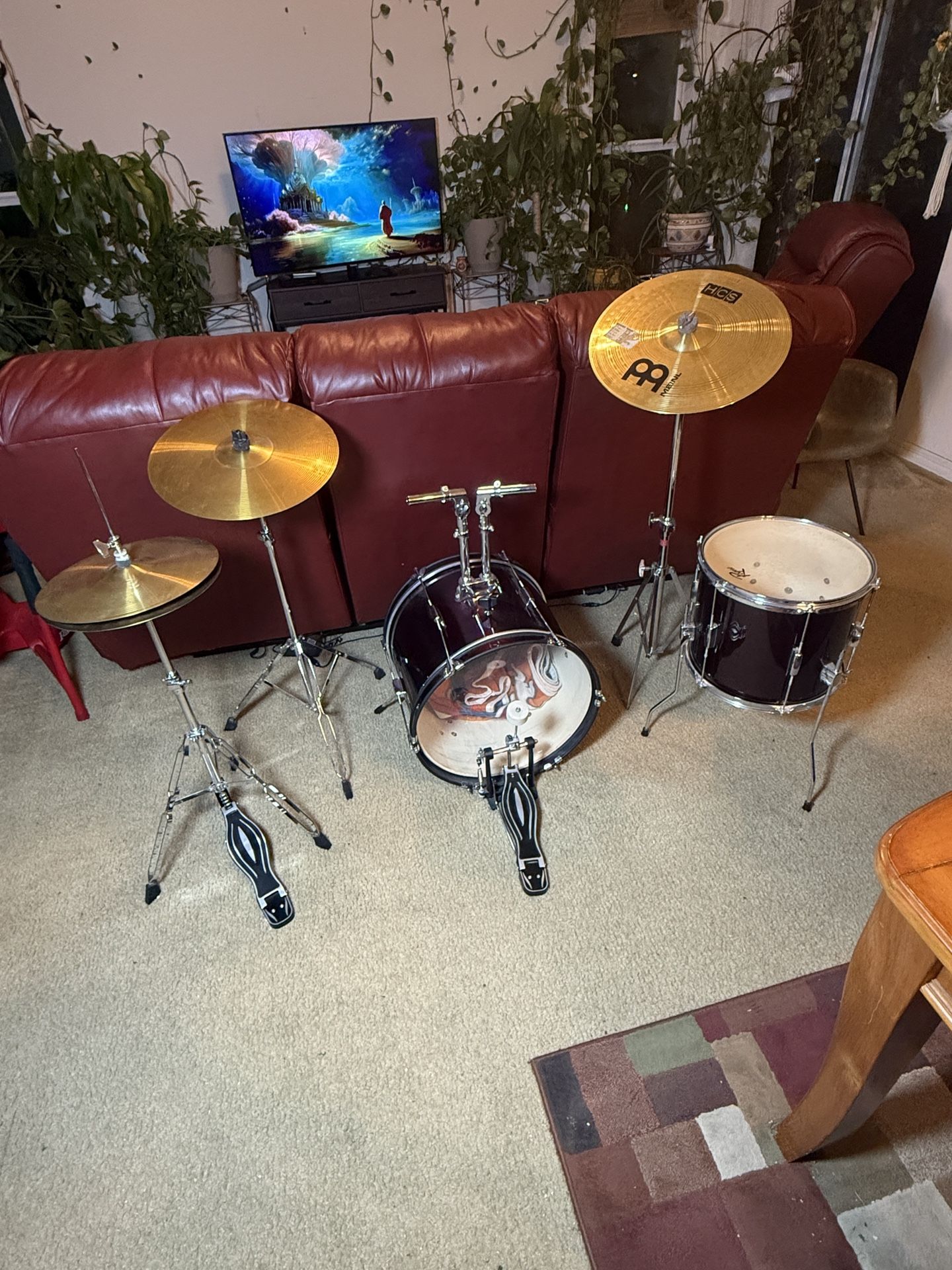 Complete 5-Piece Drum Set w/ Meinl HCS Cymbals, Pedals & Hardware