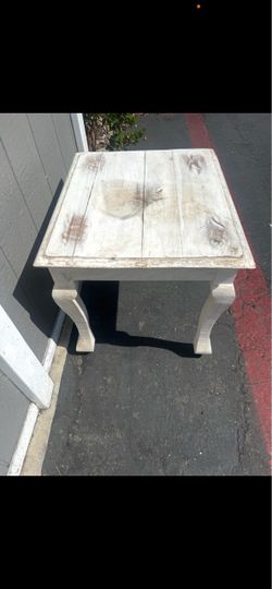 Whitewashed Wood End Table