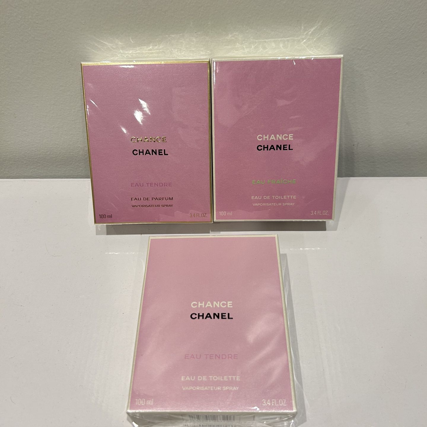 Set Chanel Chance Eau Fraiche Eau De Toilette Spray 3.4oz & Pour La Douche  6.8oz