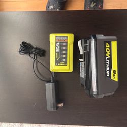 6AH Ryobi 40V Lithium Battery with Charger