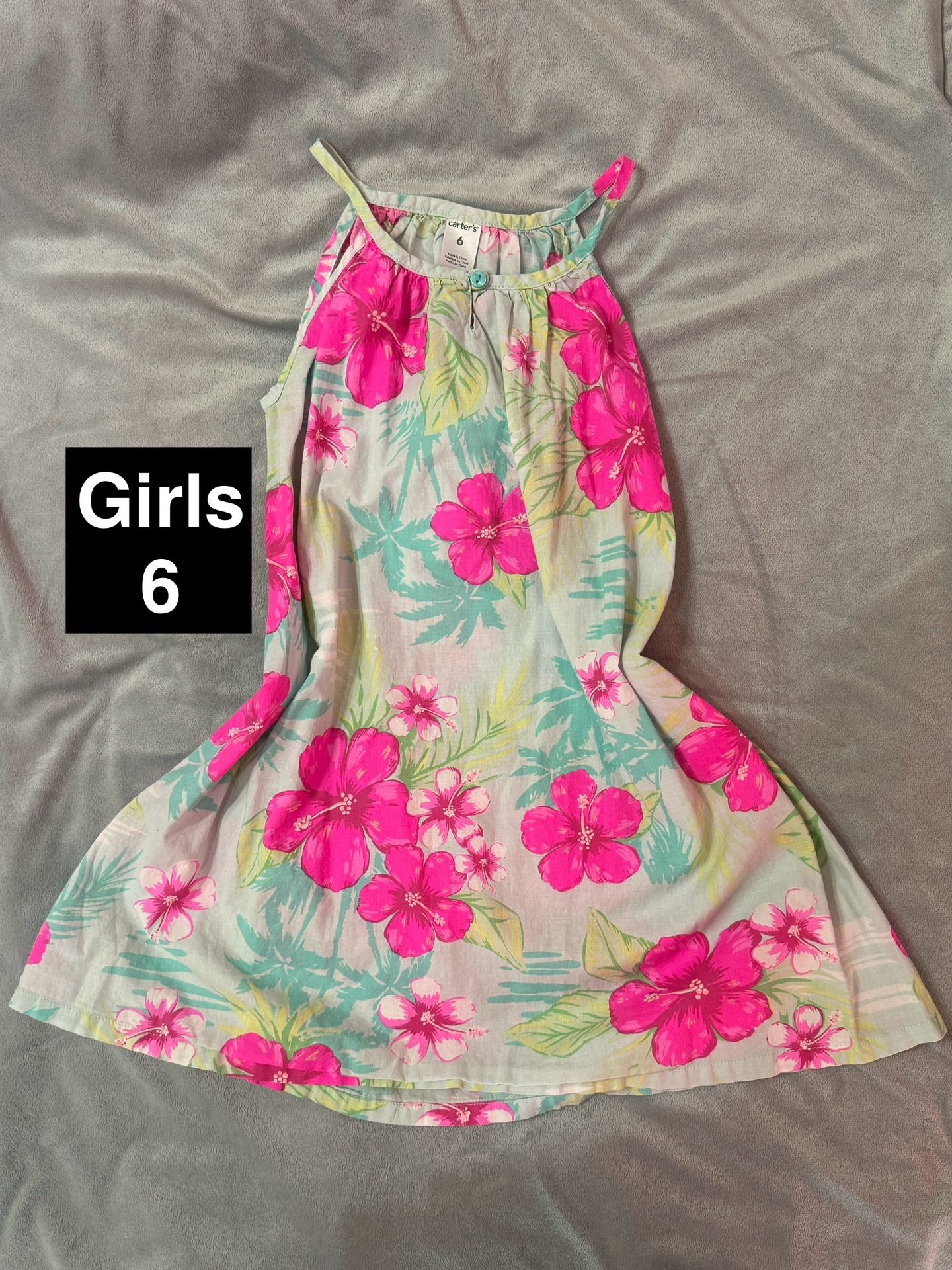 Girls Hibiscus Floral Dress 6