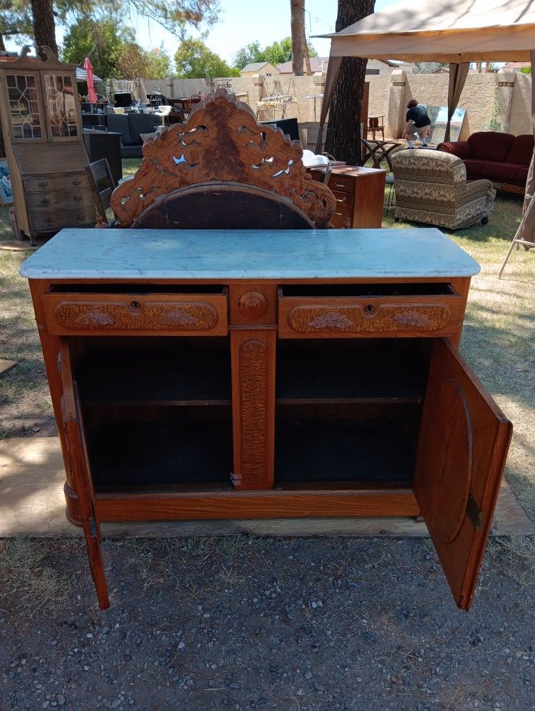 Marble Top Dresser Cabinet With Mirror