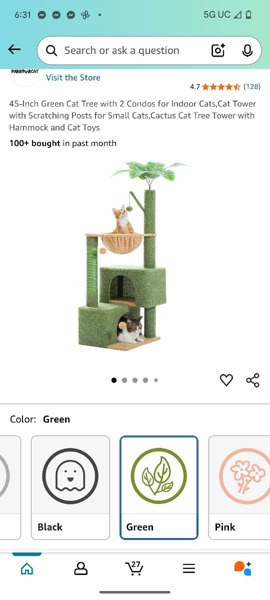 45-Inch Green Cat Tree