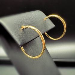 14k solid yellow gold hoop earrings 2” diameter