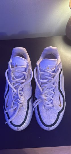 LeBron James XXIII white shoes with green lines