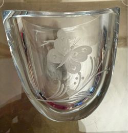 Strombergshyttan Swedish Crystal Mini Vase with Butterfly