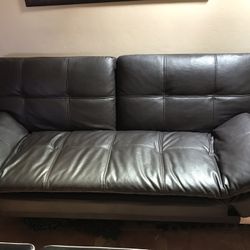 Leather Adjustable & Futon Couch In Black 500$