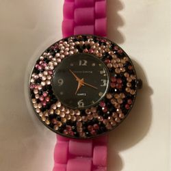 Pink Crystals With Pink Rubber Wrist Band 