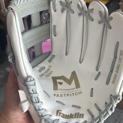 Franklin Sports Fastpitch Softball Glove - Field Master Fastpitch + Softball Mitt - Womens + Girls - White + Grey