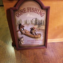 GONE FISHING 3D WOOD FRAME 