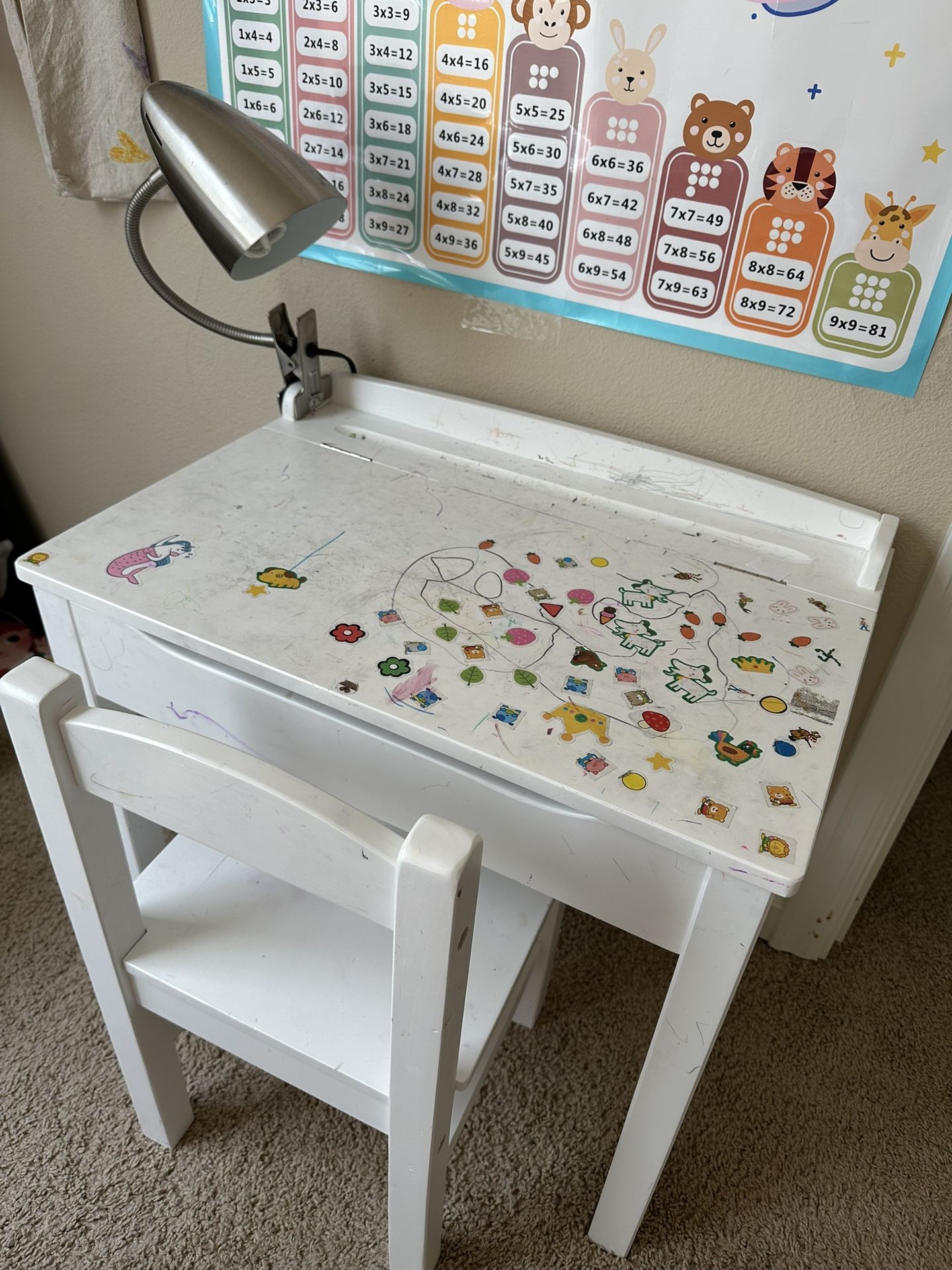 Melissa & Doug Kids Wooden Desk & Chair Set (White) - 2 Sets Available