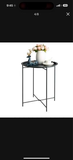 (2 pack )Folding Tray Metal Side Table, Sofa Table Small Round End Tables, Anti Grey B021