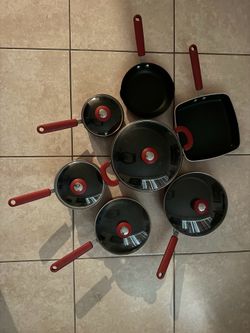 Red Pots and Pans with lids