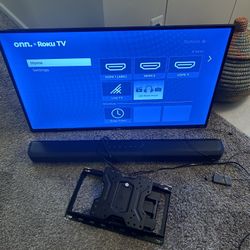 Onn 40 Inch Smart Tv Polk Sound Bar Wall Mount Optical Cable