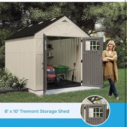 Suncast 8' x 10' Heavy-Duty Resin Tremont Storage Shed, Sand