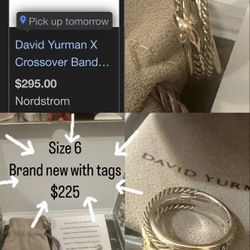 David Yurman Crossover Ring Size 6